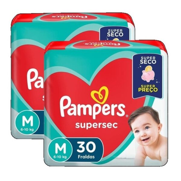 kit 2 Fralda Pampers Supersec Tamanho M Com 30 Unidades