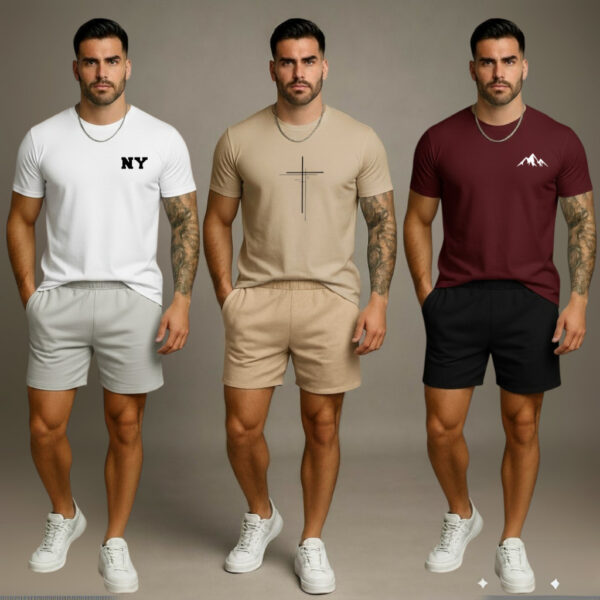 Kit 3 Camisetas Masculino Branco Bege Bordô Algodão Blusa Camisa