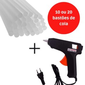 Pistola De Cola Quente Bivolt 20w + 10, 20 ou 30 Bastões De Cola Revolver (110v e 220v) Profissional