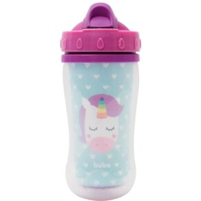 Buba Copo Parede Dupla Com Canudo Animal Fun-Unicornio Buba Colorido Tamanho Único