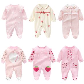 Macacão De Algodão Para Bebês De Manga Comprida Baby Girl Roupas Recém-Nascidos Itens 0-18M