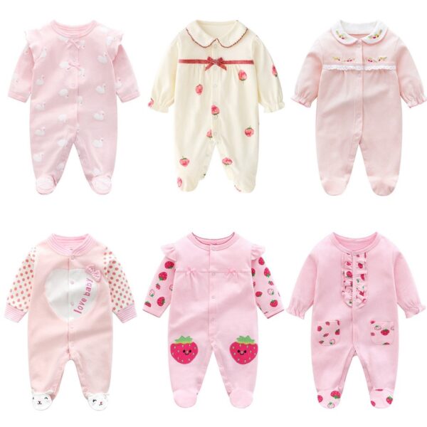 Macacão De Algodão Para Bebês De Manga Comprida Baby Girl Roupas Recém-Nascidos Itens 0-18M