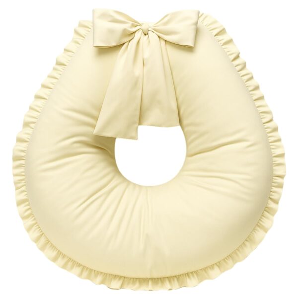 Almofada de Amamentação Babado Com Laço Extra Grande Algodão | Hipoalérgico, Capa Removível