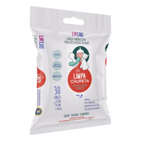 LIMPA CHUPETA lenços umedecidos higienizadores, Likluc, Branco, Tamanho único