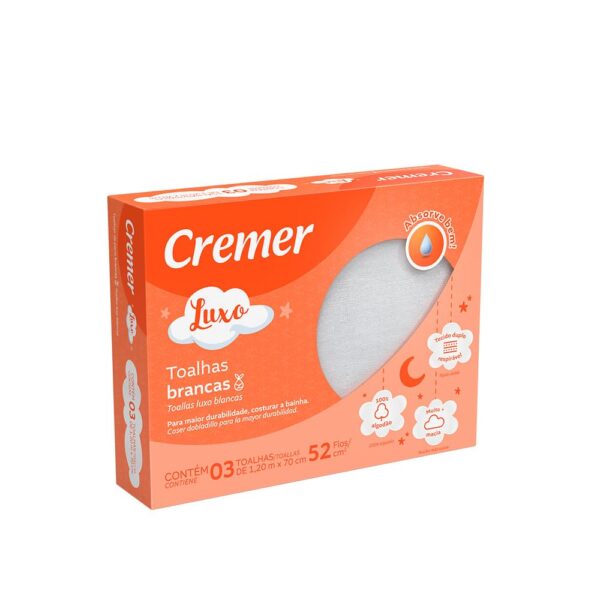 Cremer Toalha Luxo Branca Com 3 Unidades