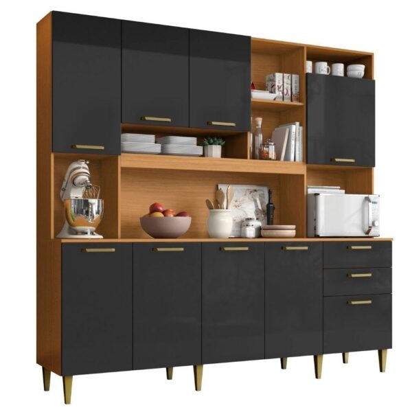 Armário de Cozinha Completa Aramóveis Kit Mega 9 Portas 2 Gavetas
