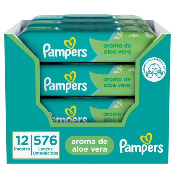 Lenços Umedecidos Pampers Aroma de Aloe Vera, 576 Unidades