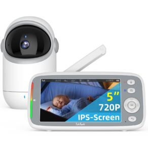 TakTark Babá Eletrônica, 5" 720P HD Bebê Câmera com Tela, Sem Wi-Fi, Panorâmica Inclinação, Áudio Bidirecional, Night Vision, Zoom Digital, Detecção De Som Vox, Ideal Para Novos Pais