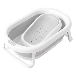 Banheira Para Bebê Dobrável Portátil 2 em 1 Com Assento 45L Cinza Pipdip | Silicone Premium