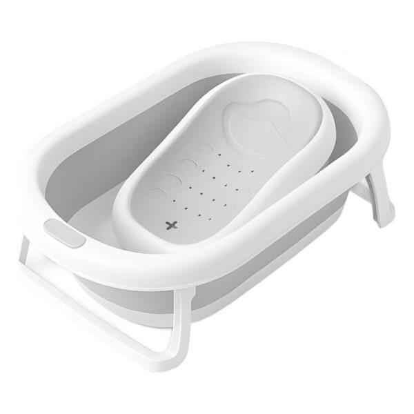 Banheira Para Bebê Dobrável Portátil 2 em 1 Com Assento 45L Cinza Pipdip | Silicone Premium