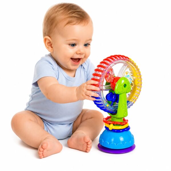 Brinquedo Educativo para Bebê com Ventosa Giratório – Chocalho Sensorial Infantil, Roda Gigante Giratória Colorida, Estimula Coordenação Motora, Atenção Visual, Desenvolvimento Cognitivo 1 ano+