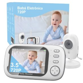 Babá Eletrônica, 3.5" Bebê Câmera Monitor Vídeo, Microfone Embutido nos 2 Lados, Visão nocturna,Temperatura Ambiente，Detecção de Som VOX, Canção de Ninar, Actualizado e melhor do que VB603
