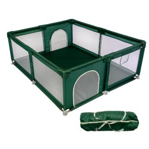 Cercadinho Para Bebês Chiqueirinho Playground Infantil Menino Menina Grande Desmontável Resistente Com Bolsa De Transporte Eloria (verde escuro)