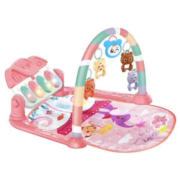 Tapete de Atividades Musical com Piano e Arco de Brinquedos Interativos para Bebê (Rosa)