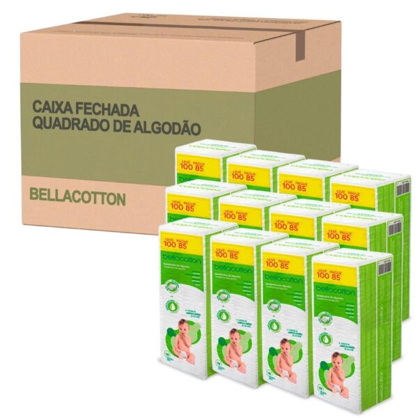 Kit 1200 algodão Bellacotton Quadrado Higiene e Troca de Fralda Bebê