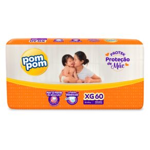 Fralda Pom Pom Protek Proteção de Mãe Hiper XG 60 Unidades