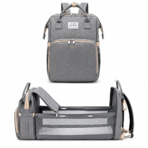Bolsa Maternidade Multifuncional com Berco Portatil Mochila Resistente para Mamae e Bebe