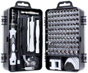 Conjunto de chaves de fenda de precisão 115 em 1 kit de ferramentas de reparo com kit de driver magnético, conjunto de chaves de fenda de precisão eletrônica com bolsa portátil para computador de reparo, telefone celular, PC, iPhone, tablets