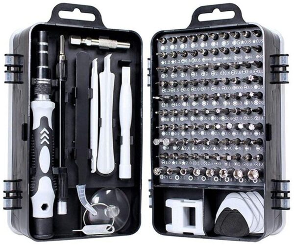 Conjunto de chaves de fenda de precisão 115 em 1 kit de ferramentas de reparo com kit de driver magnético, conjunto de chaves de fenda de precisão eletrônica com bolsa portátil para computador de reparo, telefone celular, PC, iPhone, tablets