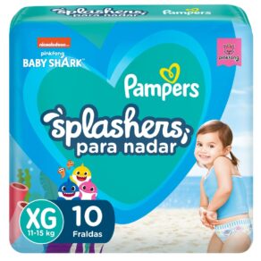 Fralda Pampers Splashers Para Nadar Baby Shark Tamanho XG 10 Unidades