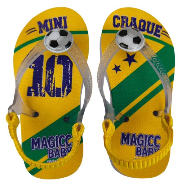 Chinelo Bebe Menino Futebol Copa Do Mundo 2026 Sandalia Infantil Menino Com Elastico Magicc Baby MB-067