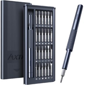 AXTH Conjunto de chaves de fenda de precisão pequena 25 em 1, kit de ferramentas de reparo magnético profissional para telefone, computador, relógio, laptop, Macbook, campainha de anel, óculos