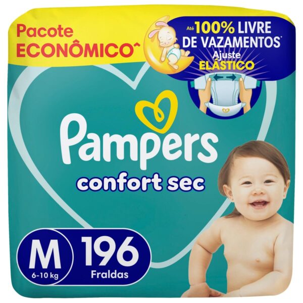 Fralda Pampers Confort Sec Tamanho M 196 Unidades