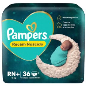 Fralda Pampers Recém Nascido Tamanho RN+ (Até 5 kg), 36 Unidades