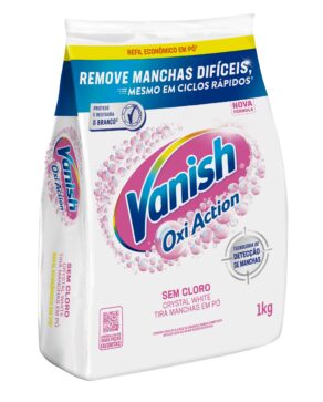 Tira Manchas Vanish em Pó Crystal White Oxi Action para roupas brancas Refil Econômico 1kg