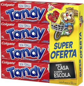 Colgate Tandy Morangostoso Creme Dental Infantil com Flúor, 4x50g