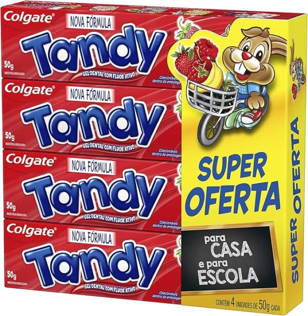 Colgate Tandy Morangostoso Creme Dental Infantil com Flúor, 4x50g