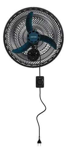 Ventilador de Parede Ventisol New Azul 3 Velocidades Estrutura Preto Diâmetro 50 Cm Material das Pás