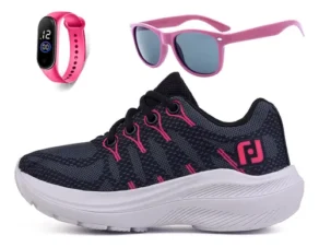 Kit Tênis Infantil Meninas Escolar Casual + Óculos Relógio
