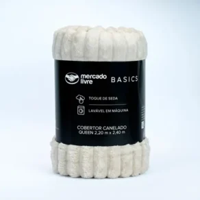 Cobertor de Microfibra Canelado Casal Bege Toque de Seda Mercado Livre Basics