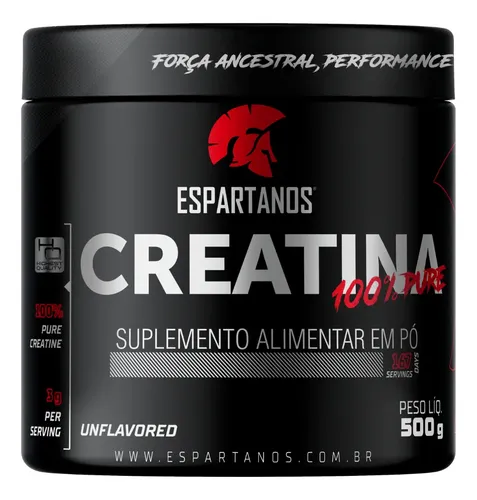 Creatina Monohidratada 500G Suplemento em Pó 100% Pura Espartanos