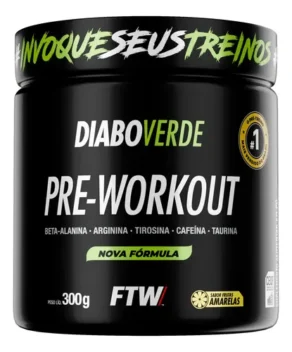 Pré Treino Pre Workout Diabo Verde Pote 300G Sabor Frutas Amarelas Ftw