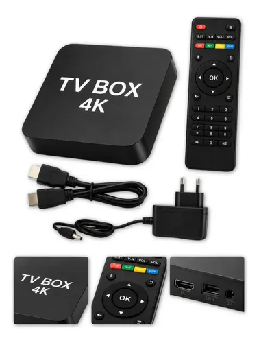 Smart TV Box Android 10 4K Wi-Fi 2Gb Ram 16Gb Netflix Prime Preto Padrão