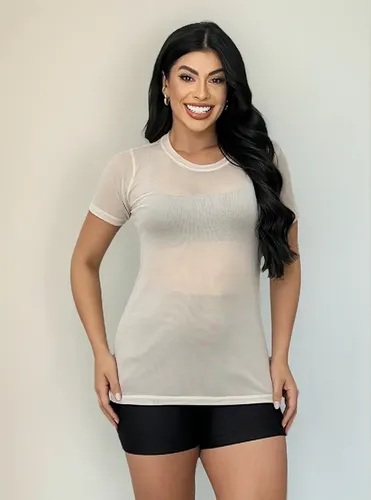 Blusa Tule Camiseta Feminina Academia Fitness