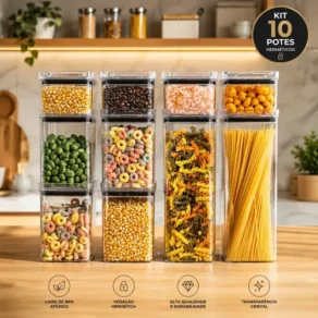 Kit 10 Porta Mantimentos Hermetico, Pote para Alimentos