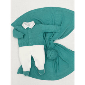 Kit Saida Maternidade Menino Bebe Tricot Verde