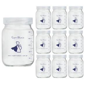 Pote de Vidro 200ml para Leite Materno com Tampa Plástica Super Mamãe