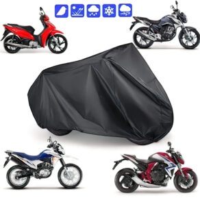 Capa de Cobrir Moto em Couro Forrada Impermeável Anti-Uv Protetora Anti-Risco
