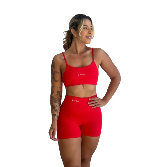 Conjunto Shorts Meia Coxa Cinturado + Top Forrado Suplex
