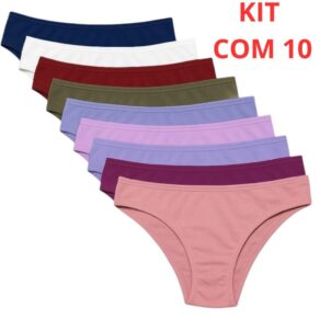 Kit Calcinhas Tanga Algodão Conforto Tanga Básica Cotton Feminina