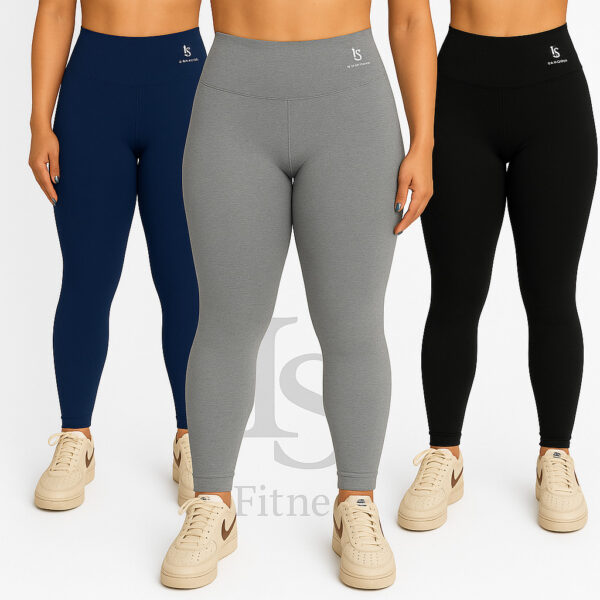 Kit 3 Legging Feminina Cintura Alta Academia Yoga e Dia a Dia