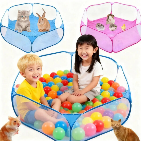 ​​Cercado Dobrável 120cm Piscina de Bolinhas Oceânica Hexagonal / Impermeável Para Bebês e Pets / Cercadinho Infantil