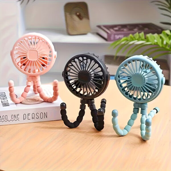 Mini Ventilador USB para Carrinho de Bebê – Portátil, Recarregável, Silencioso, com Suporte Flexível