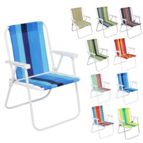 Cadeira De Praia Dobrável Aço Cores Sortidas Resistente Estrutura Reforçada Leve Praia Piscina Camping Lazer Luvinco