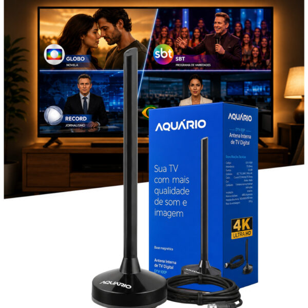 Antena Digital Interna 5 Em 1 Para TV Base Magnética - DTV 100P