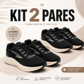 Kit 2 Pares Tênis Esportivo Academia Caminhada Leve Solado Eva Conforto Absoluto